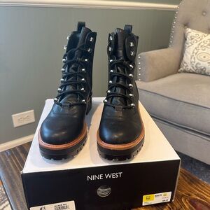 Nine West Black Combat Boot- Never worn